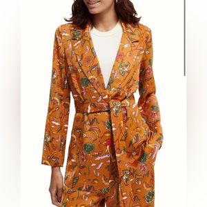 RARE Scotch & Soda botanical inspired print single breasted tie blazer